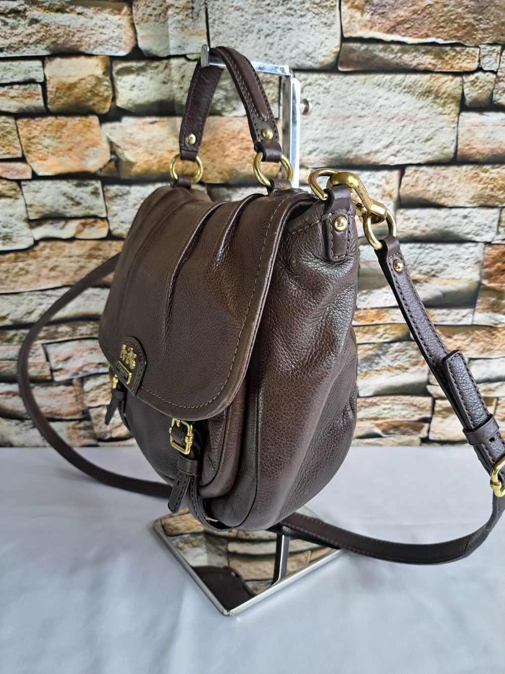 COACH 'MADISON' ANNABELLE' Pebbled Leather Flap Shoulder Bag w/Crossbody Strap - Picture 5 of 16
